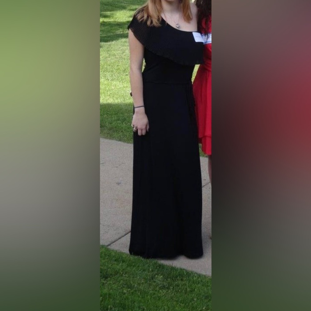 Black Floor Length One Shoulder Dress